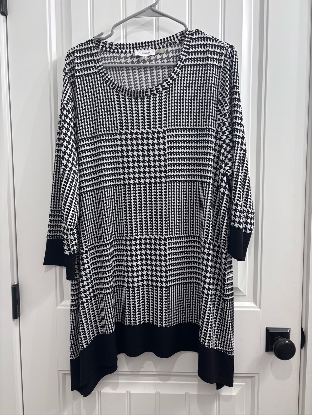 Calvin Klein Black & White Houndstooth Patch Tunic